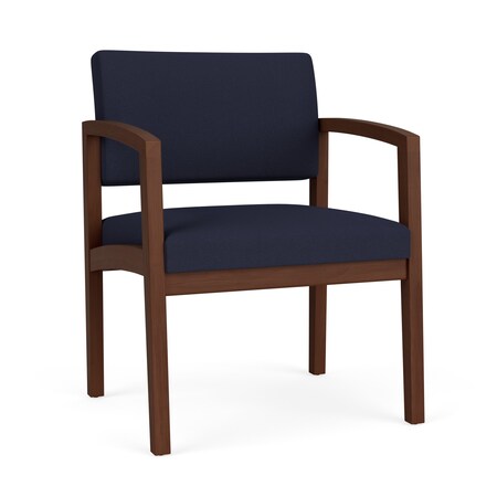 Lesro Lenox Wood Wide Guest Chair Wood Frame, Walnut, OH Navy Upholstery LW1201